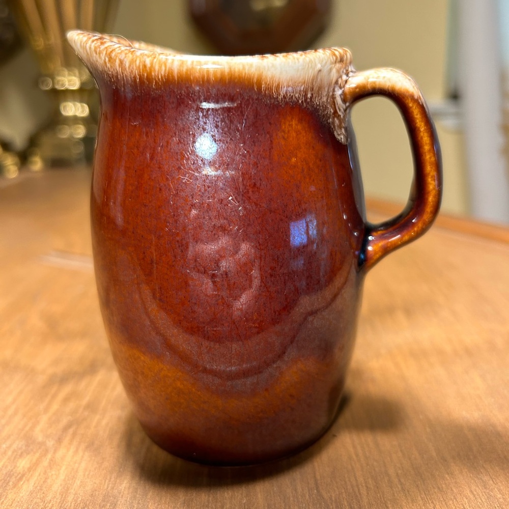 Vintage Hull Pottery Brown Drip Glaze 4.5" Oven Proof USA Creamer Syrup Pitcher
